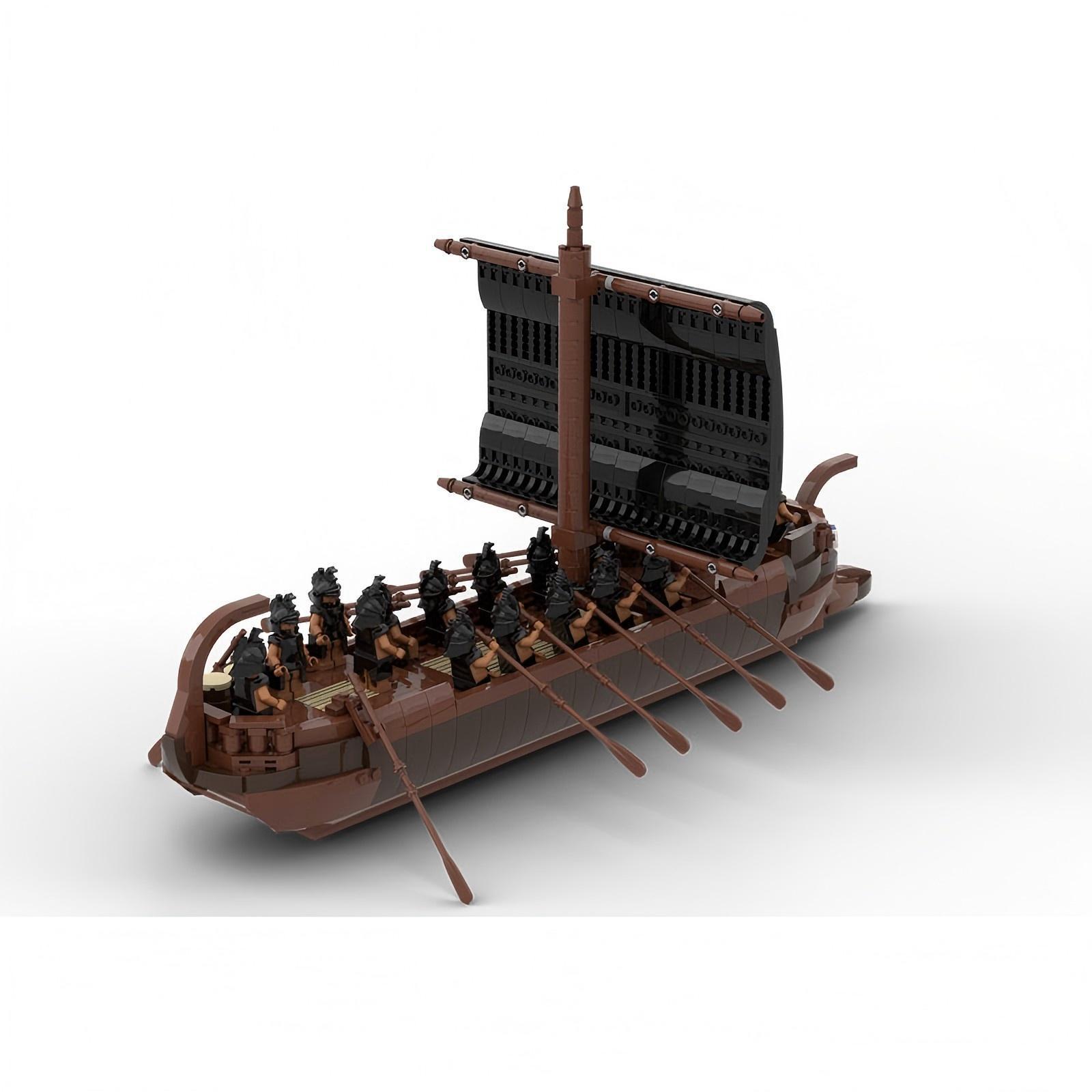 

Древнегреческий корабль Трои MOC-176085: Совместимый с Lego, Мелкие строительные блоки, Развивающая сцепляющаяся игрушка