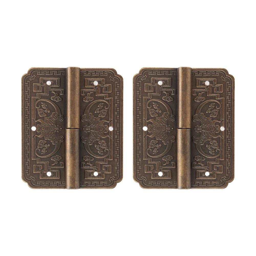 2pcs Decorative Antique Brass Hinges Vintage Cupboard Door Hinges Butt Hinges  Kitchen Cabinet