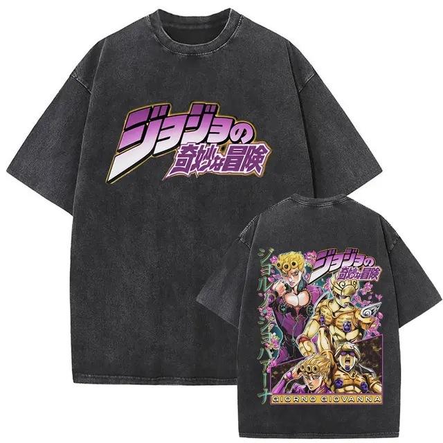 Men'S And Women'S Bizarre Adventure Graphic T-Shirt Cotton Street Wash Clothing Casual Vintage T-Shirt Anime Gu