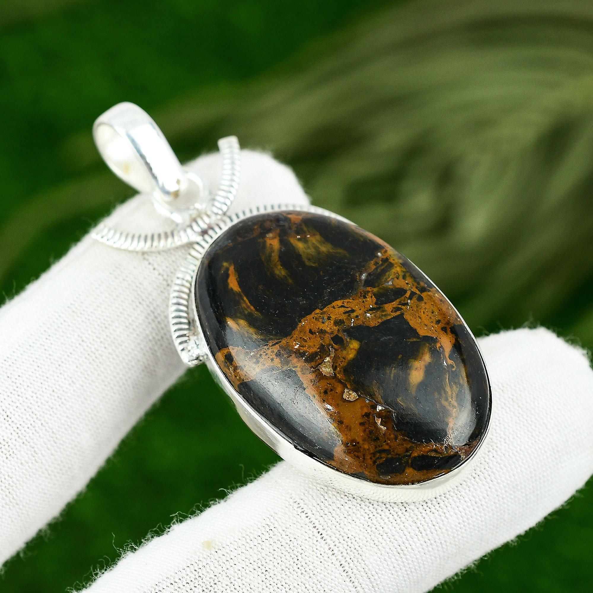 

925 Sterling Silver Oval Natural Bauxite Sister Engagement Anniversary Pendant