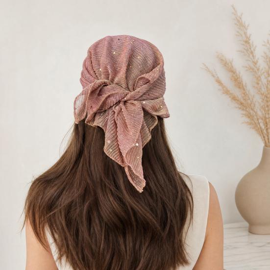 Sequin Headscarf, Multi-Purpose Turban Headband Square Scarf, Adjustable Strap Bohemian Style Head Wrap for Travel Vacation