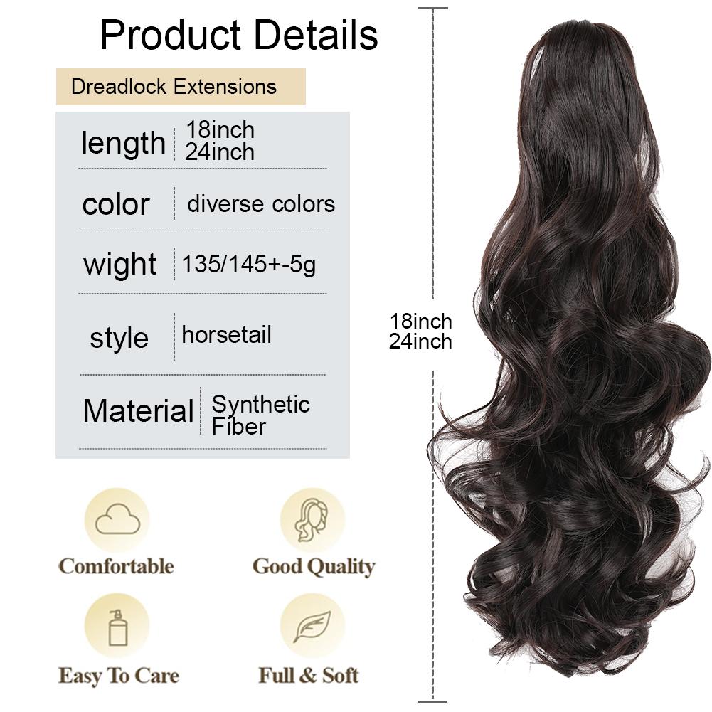 Claw Clip Ponytail Extension 18"&24 Clip In Wavy Synthetic Ponytail Hair Extensions Long Pony Tails for Women Extensions