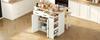 Isola Cucina Estendibile con Zona Pranzo, Mensole Regolabili e Cassetti, con Prese Elettriche e Due Sedie, Ideale per Cucina e Sala da Pranzo (bianca)