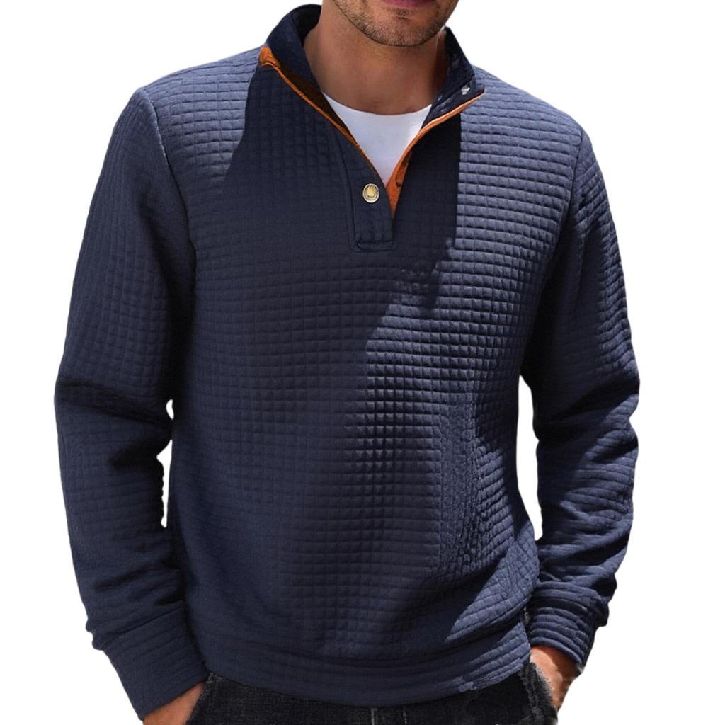 Men's Solid Color Stand Collar Button Sweatshirt Hoodie Men's Sports Large Size Casual Sweatshirt