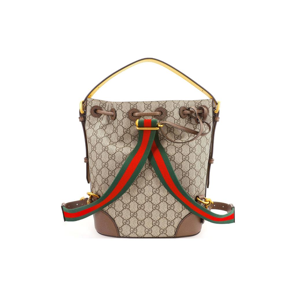 Gucci Neo Vintage Series Tiger Head Decor Old Flower Logo Drawstring Large Capacity Canvas Bucket Bag Tote Backpack Unisex Couple 473875-K9RHT-8856