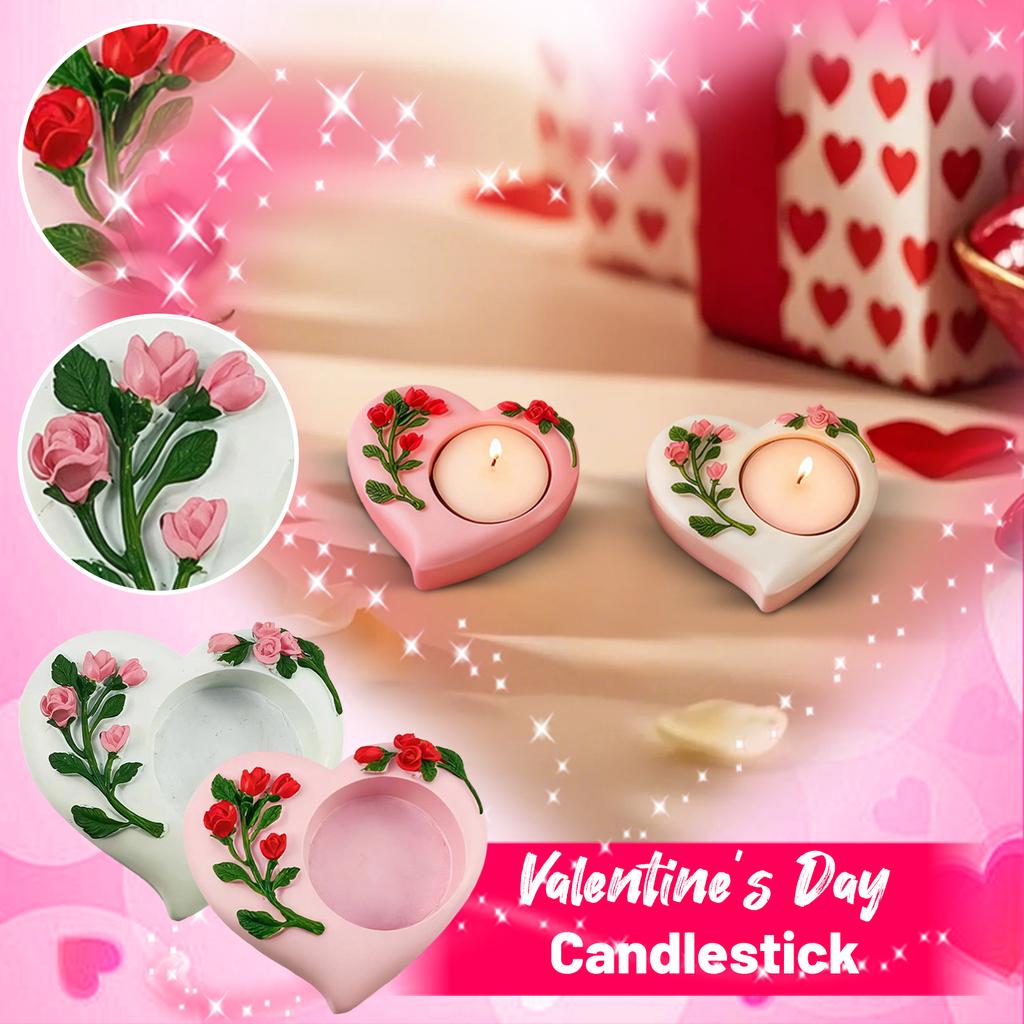 Valentine's Day Fashionable Gift And Decor: Heart-shaped Candle Holder Resin Ornament For Bedroom And Hotel Ambiance Decoration