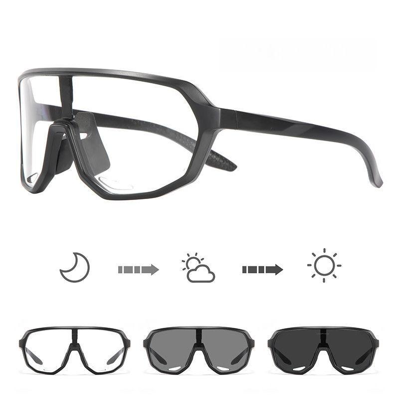 

Фотохромные спортивные солнцезащитные очки Оверсайз Монолитная линза Удобная посадка для велоспорта, пеших прогулок UV400 Легкие Готовые к приключениям чёрный