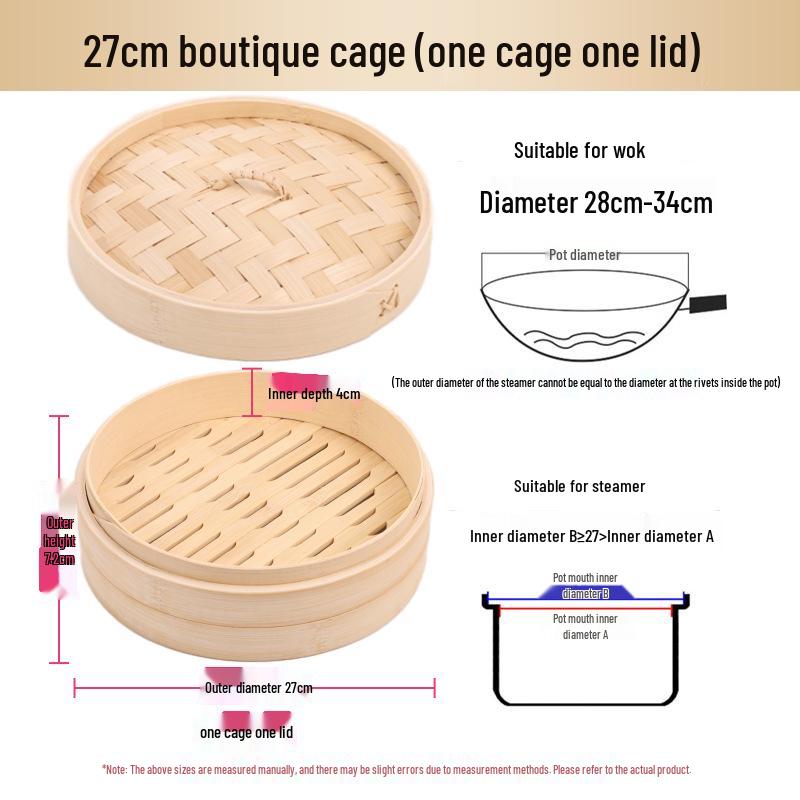 Mini Bamboo Xiao Long Bao Steamer with Steaming Grid for Dumplings