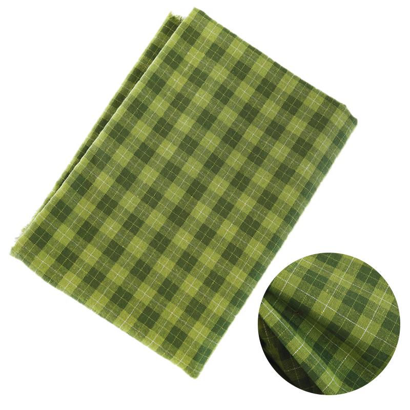 145x50cm Retro Nostalgic Green Plaid Yarn-Dyed Polyester Cotton Linen Coarse Cloth Tablecloth Handmade Fabric Home textile 100x145cm