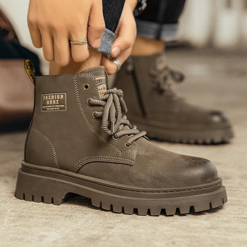 

Men s shoes high-top trendy Martin boots Martin boots men s short boots autumn tooling boots medium and high-top men s shoes 44 хакі