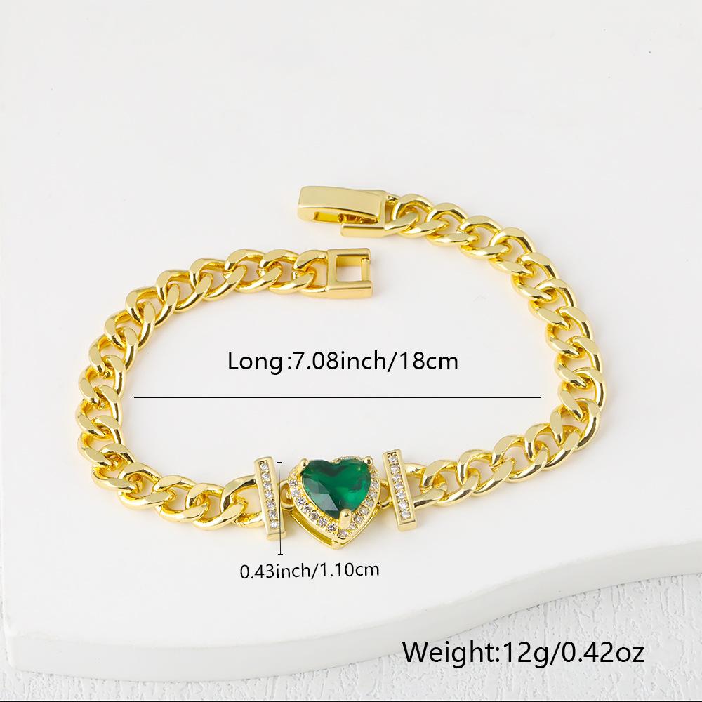 Retro Colored Zircon Love Bracelet Women's Light Luxury Handmade Versatile Jewelry