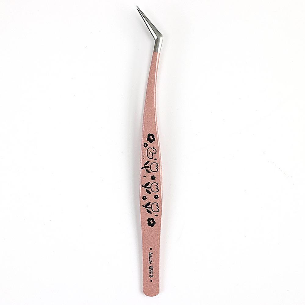 

Stainless Steel False Eyelash Tweezers Anti-static Cartoon Lashes Extension Tweezer High Precision Eyelash Curler розовый