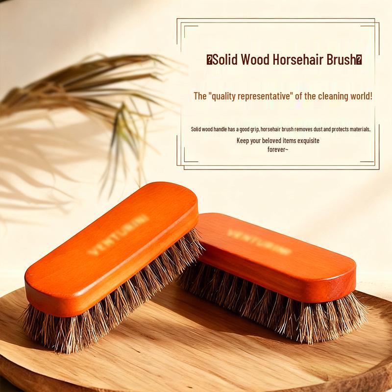 Soft Bristle Horsehair Brush for Leather Shoe Cleaning and Polishing