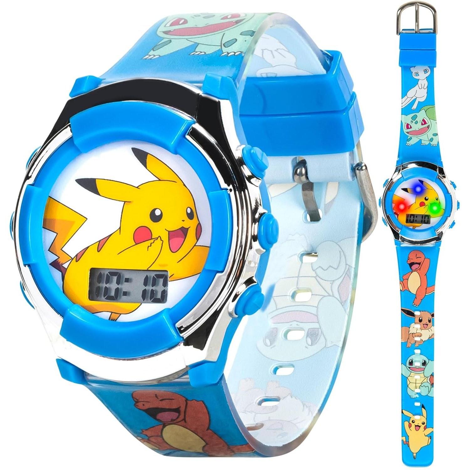 Pokemon childrens quartz watch plastic strap 16 blue wristwatch.