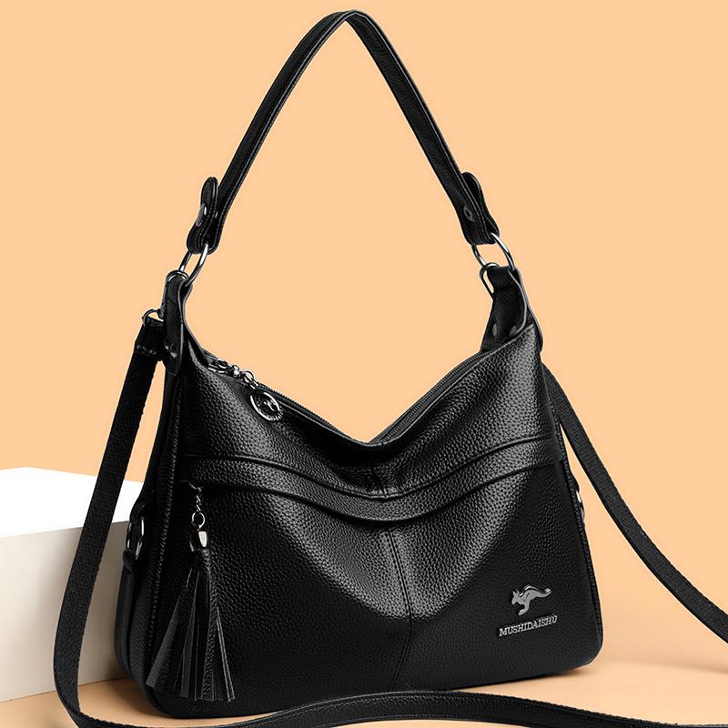 Women's Tassel Messenger Bag Soft Leather Mother Bag Shoulder Bag