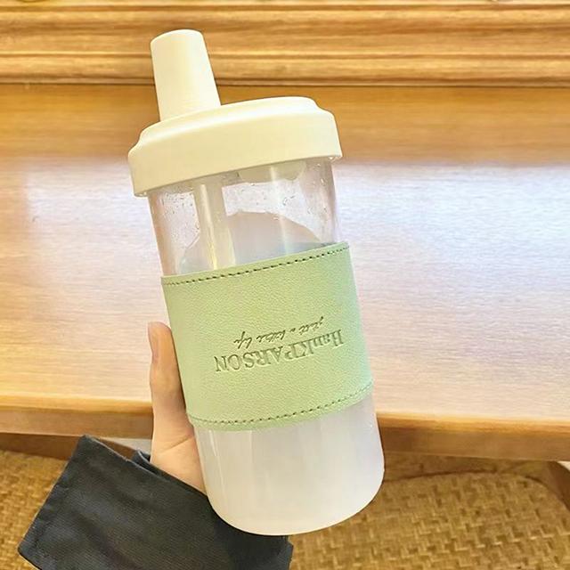 500/850ML Adorable Bouteille d'eau en plastique pour Bubble Tea à la Perle Équipée d'un Couvercle pour Tasse Femmes Grande Capacité Jus Boba Thé au Lait Utilisation Pratique 500ml