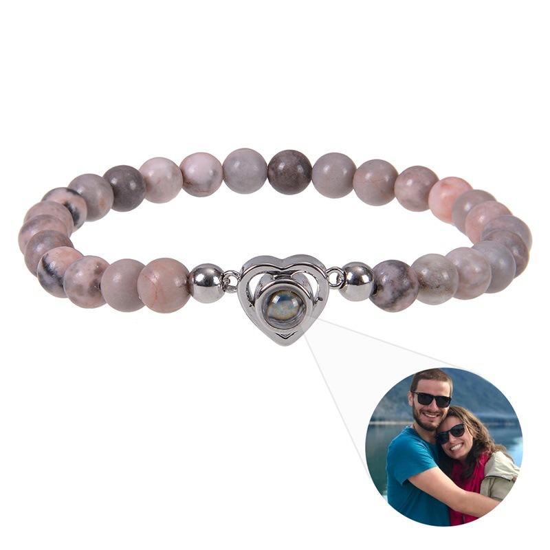 JYL TS Bracelet Bohemian Glass  Guanyin Charm Invites Divine Blessings Pink Zebra-Customized мята кремового