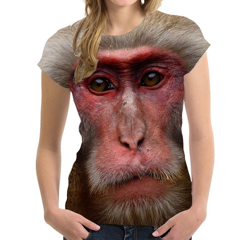 Harajuku 3D Printed Casual Short Sleeved Women's Monkey Millennium Bug Fun Gorilla T-shirt