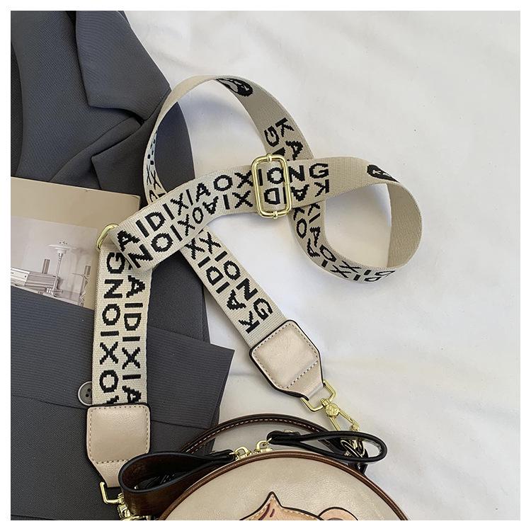 Cartoon Teddy Bear Round Cookie Handheld & Crossbody Bag with Wide Strap - Women's Cute Small Bag