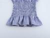2025 Spring Women's European & American Style Striped Tie-Up Ruched Waist Top