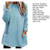 Lady Winter Sweatshirt with Dual Pockets Pure Color Plush Round Neck Loose Mid Length Pullover Top Casual Office Party Workout Sweatshirt