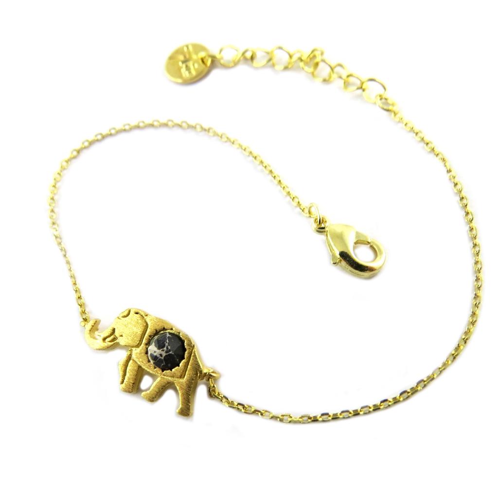 7bis [Q0976] - Handcrafted Bracelet 'Indian Elephant' Black Gold - 15x9 Mm
