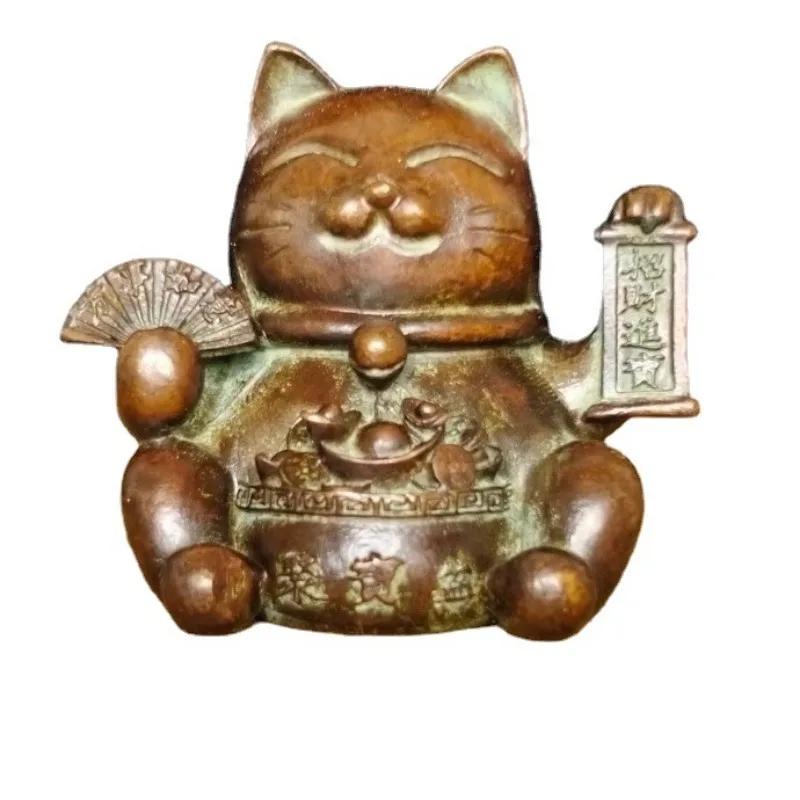 

1Pc Lucky Cat Decorative Figurines Office Counter Car Ornament Retro Mini Figurine Metal Ornament Accessoires Miniatures