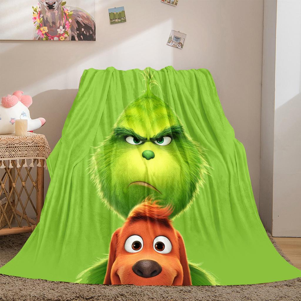 Christmas Gift Comedy Movie How the Grinch Stole Christmas Blanket Home Warming, Four Season Bed Decoration Sofa Cover Flannel Throwing Blanket K5