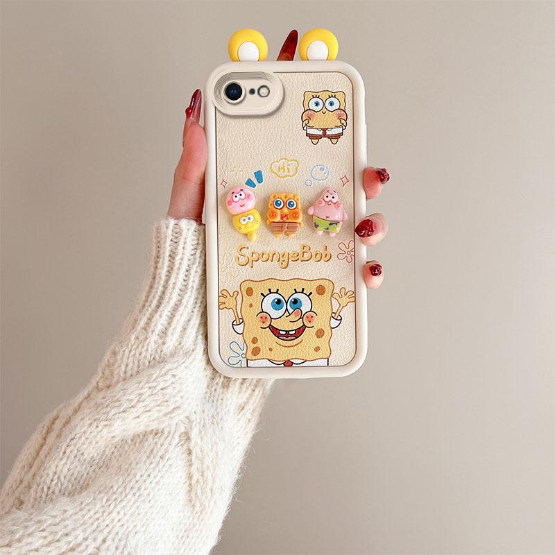 KEYSION Cute Ear 3D Cartoon Case for iPhone SE 2020 2022 with Bracelet Silicone Shockproof Phone Cover for iPhone 8 7 6s Plus