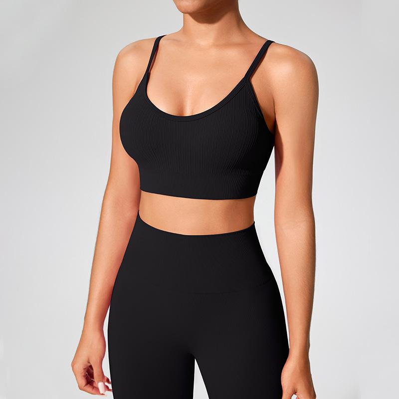 

Женский бесшовный ударопрочный топ для йоги с чашкой и тонкими бретелями Small