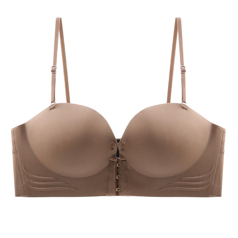 Strapless Gathered Push-Up Bra with Non-Slip Invisible Support