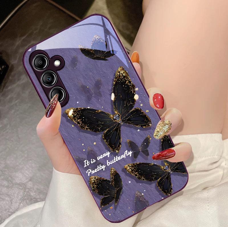 

Яскравий Перламутровий Метелик Для Samsung Galaxy A14 4G 20 30 52 20S 21S 22 A32 33 34 42 50 51 53 54 70 71 72 73 5G Скляний Чохол для Телефона For Samsung A73 5G