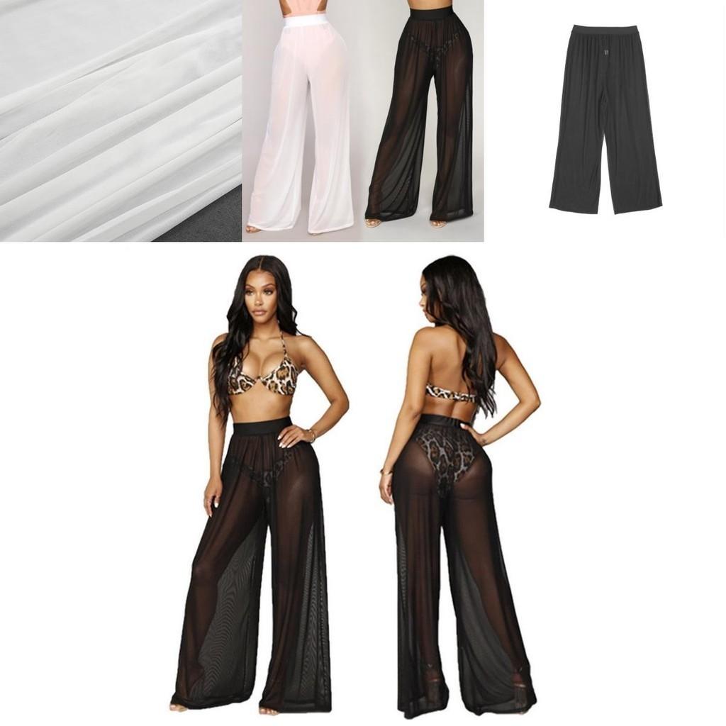 Women's Sexy Boho Mesh Sheer Pants Cover Up For Beach Pool Parties