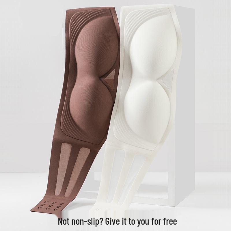 Bezešvá bandeau podprsenka bez ramínek proti sklouzávání pro malá prsa - Letní tenký styl, neviditelný push-up s krásným designem zad