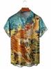 Tiger Print Aloha Short Flashy Summer Hawaiian Plus Size [syatu032-L] Shirt, Sleeve, Yakuza/Yankee Style, Outfit, Festival/Fireworks, Men's Fashion,