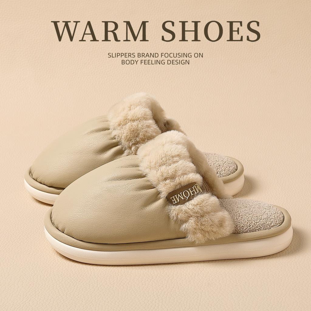 New Bread Cotton Slippers 2025 Autumn and Winter Indoor Plush Warm Thick Bottom Non-slip Home Waterproof