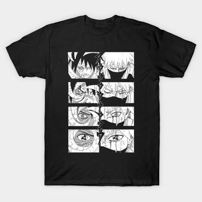 Camiseta de Hombre Negra con Estampado Super Grande Camiseta sharingan despierta kakashi y obito naruto shippud Papel Transfer sin Recortar Estampado Camiseta de Algodón
