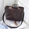 Luxury Soft Leather Women's Handbag Metal Handle Retro Large Capacity Crossbody Bag  Simple Commuter Briefcase