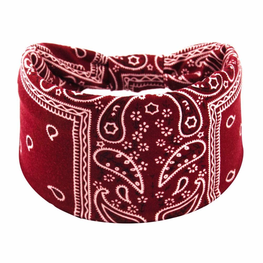 Bohemian Wide Cotton Stretch Headbands Elastic Women Headwrap New Striped Fabric Headband
