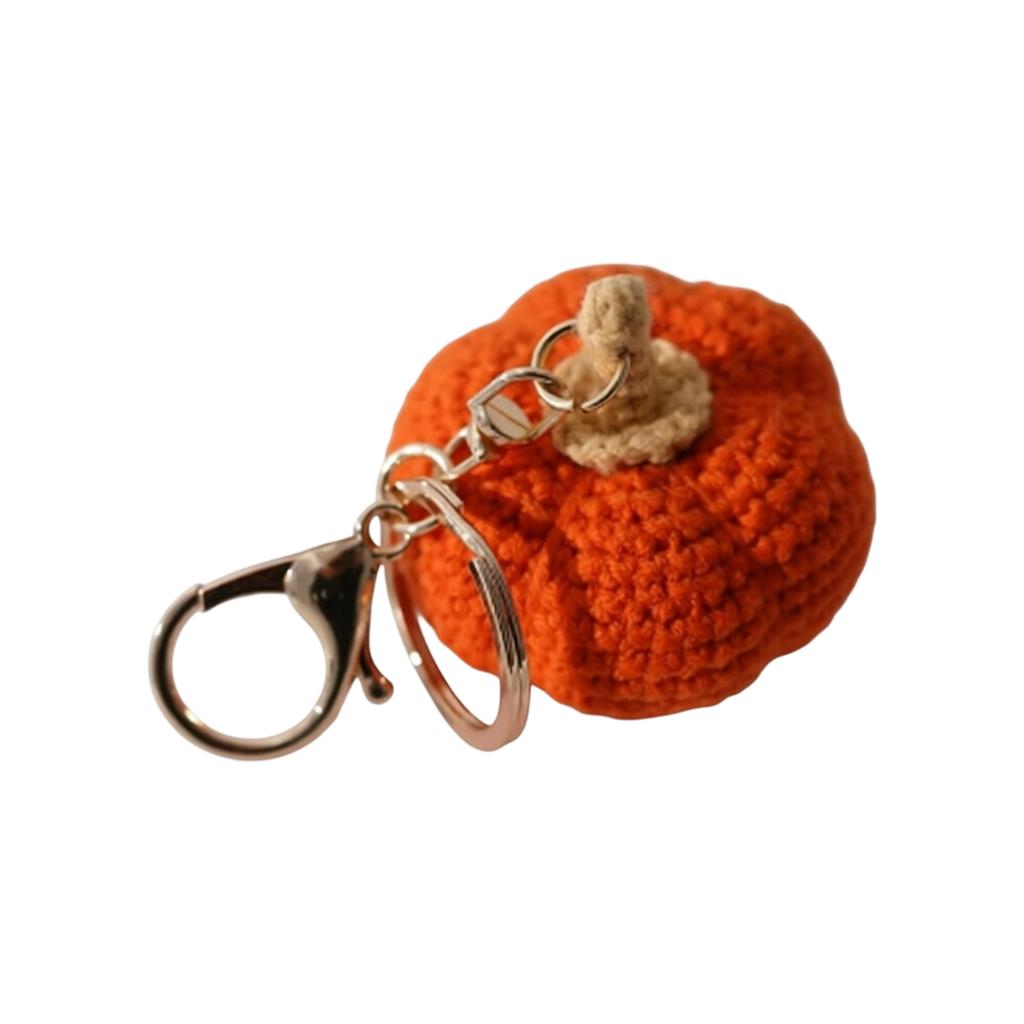 Knitted Pumpkin Keychain Crochet Ornament for Bag Decoration