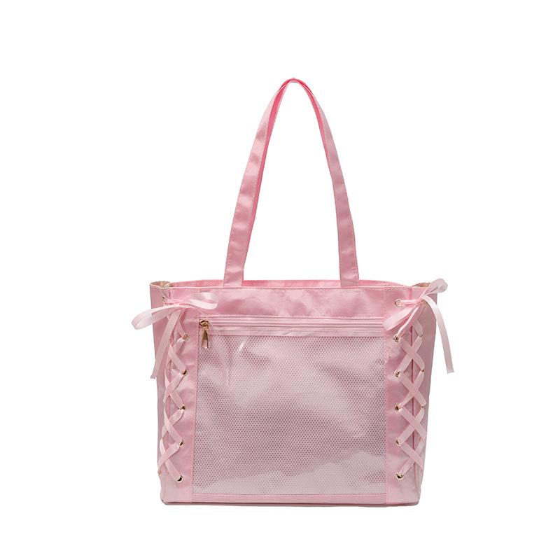 Japanese Pain Bag Ribbon Bow Cute Handbag Large Capacity Bar Transparent Millet One Shoulder Versatile Tote Bag