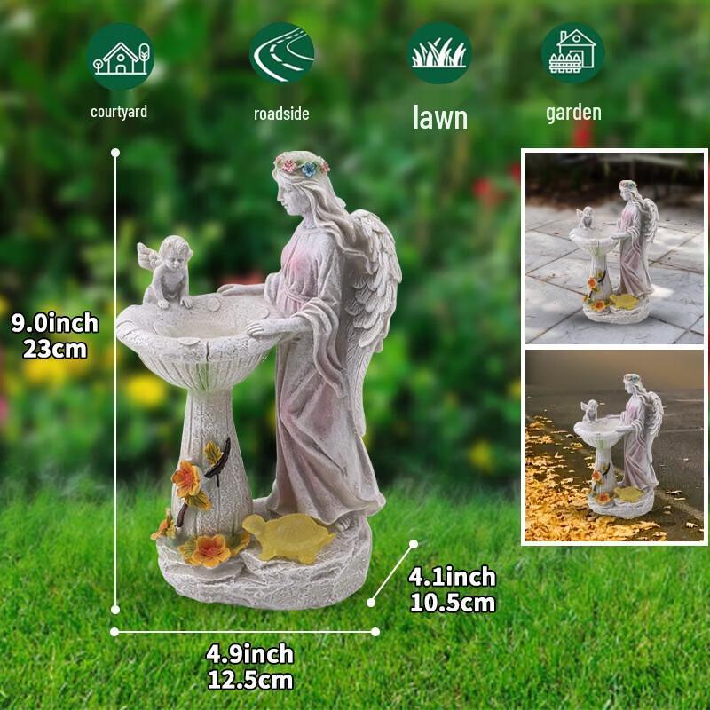 Ангельский фонтан на солнечных батареях, скульптура из смолы