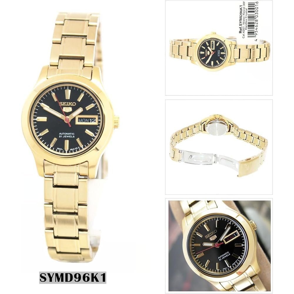 Seiko 5 Women's Watch SYMD96K1 Gold Stainless Steel Analog Timepiece