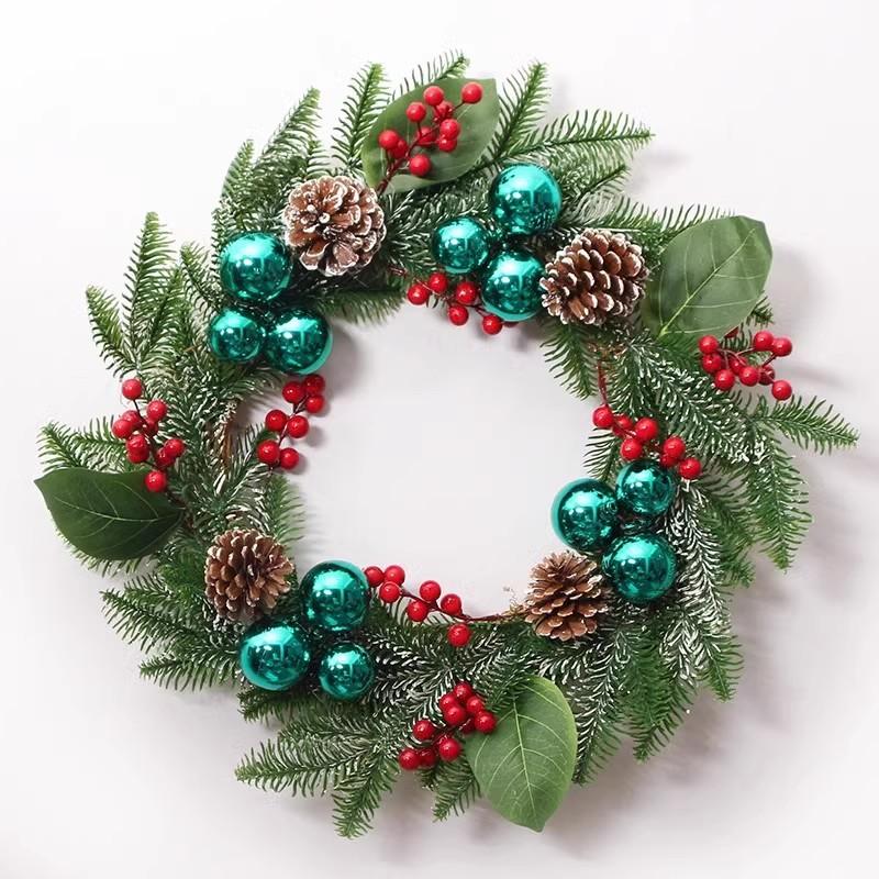 Factory Christmas Wreath Door Hanging Decorative Vine Snowfall for Mall Entrance Stair Handrail Pendant Bell Artificial Flower