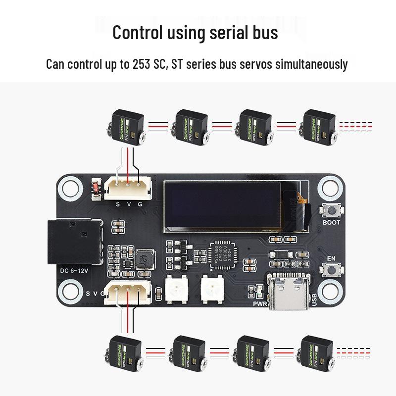 ESP32 Servo Driver Board with UART, WiFi/Bluetooth 5.0 Control for 6-12V Systems.