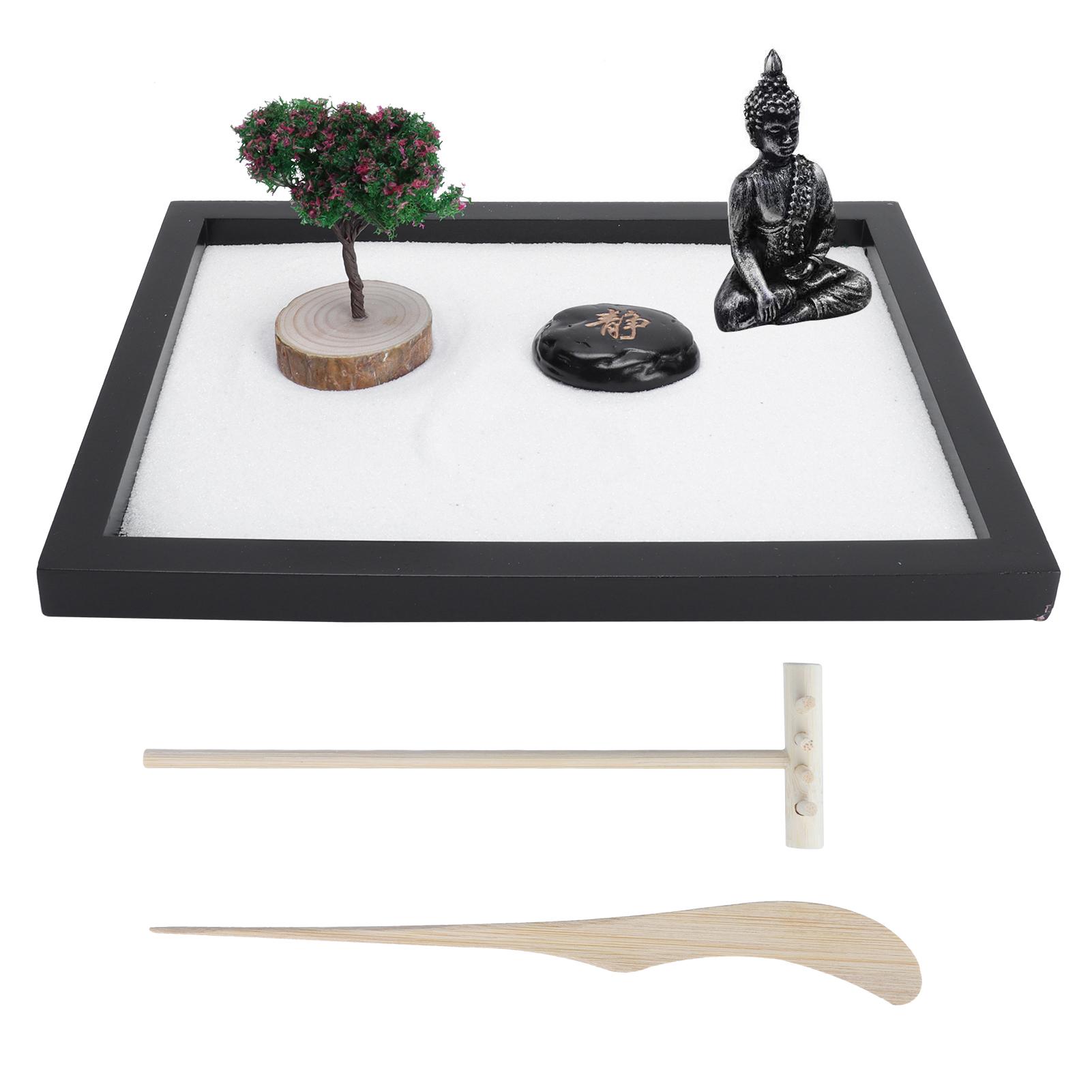 Igeteck Zen Garden Kit Mini Meditation Japanese Sand Tray Tabletop Decoration For Home Office