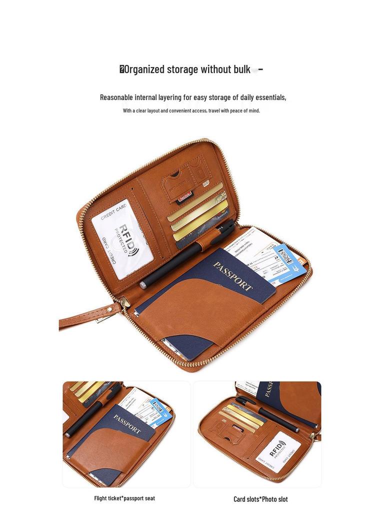 Multifunctional RFID Passport Holder & Travel Wallet with Zipper