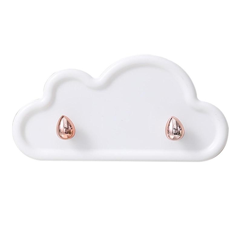 Creative Cloud Shape Double Hooks Wall Mounted Plastic Key Holder Self Adhesive Stickey Coat Towel Hanger Organizer for Bathroom