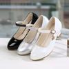 Children Girls Leather Shoes White Princess High Heel Shoes For Kids Girls Performance Dress Student Show Dance Sandals