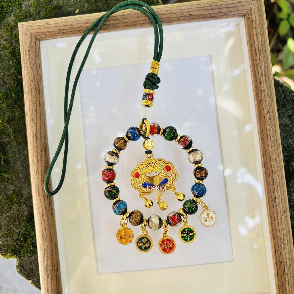 Pendentif de voiture Dieu de la richesse Lingyin Wulu de Hangzhou: Boulier Coloré pour Décoration de Véhicule Haut de Gamme, Symbolisant la Paix et la Fortune